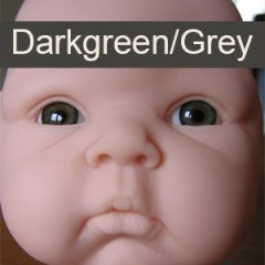 Mouth blown doll eyes. Color: DARK GREEN-GREY