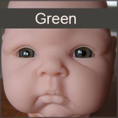Mouth blown doll eyes. Color: GREEN