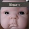 Mouth blown doll eyes. Color: BROWN